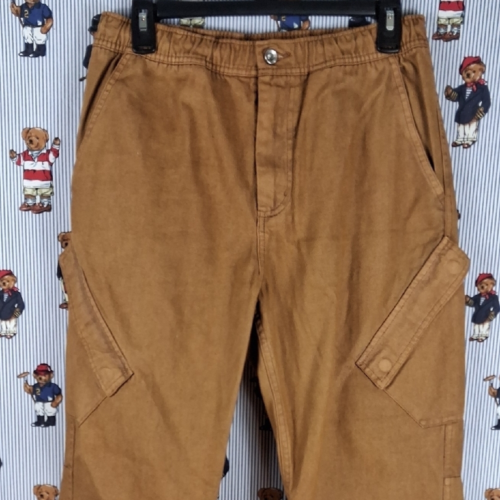 Jordan Brand Chicago Cargo Brown Drawstring Button Flat Front SZ SM Casual Pants